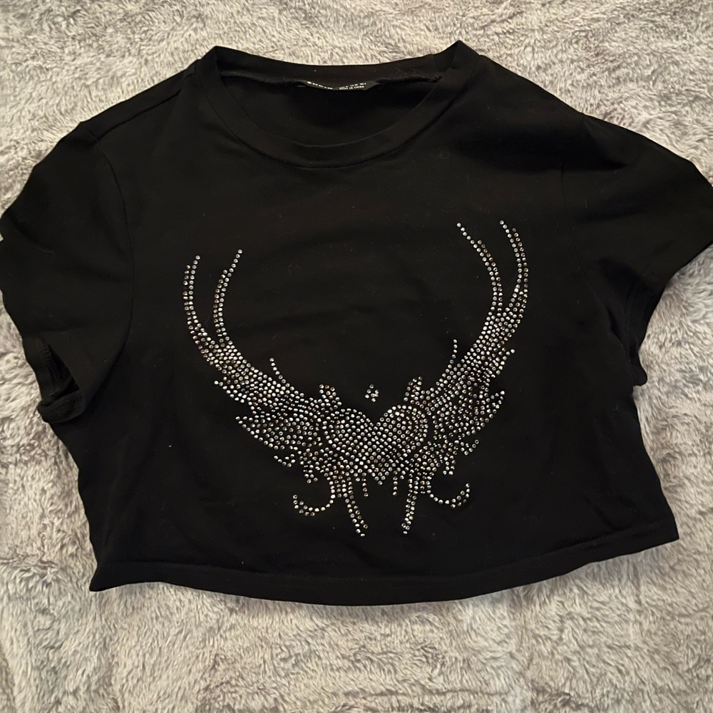 SHEIN Black Graphic Crop T-Shirt